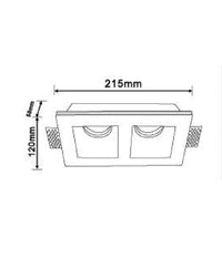 Portafaretto In Gesso Doppio Quadrato Incasso A Scomparsa Portalampada Gu10 Gs23         