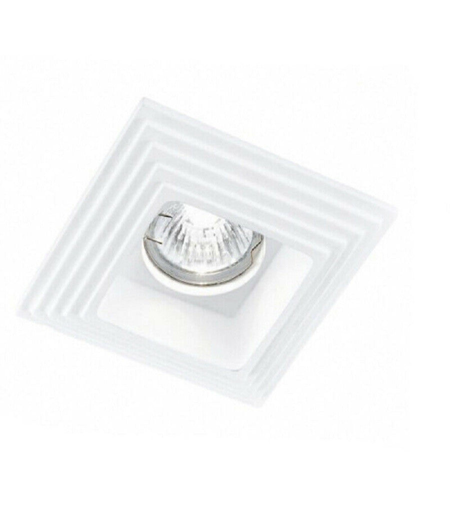 Portafaretto Incasso Gesso A Scomparsa Motivo Quadrato Portalampada Gu10 Gs-16         