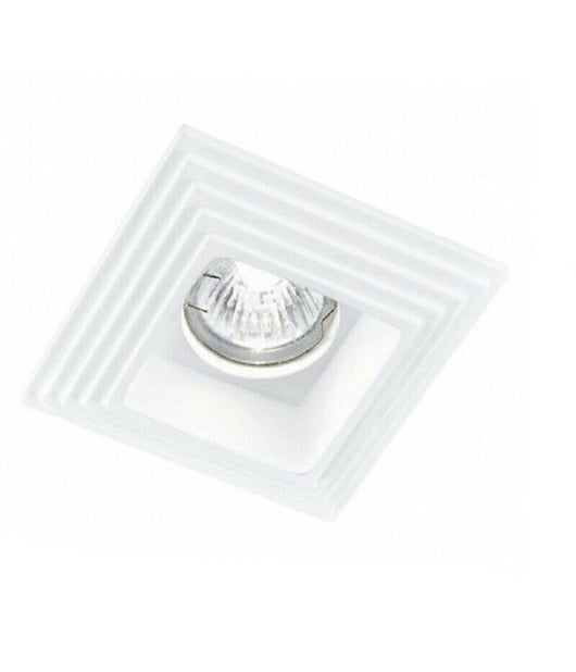 Portafaretto Incasso Gesso A Scomparsa Motivo Quadrato Portalampada Gu10 Gs-16         