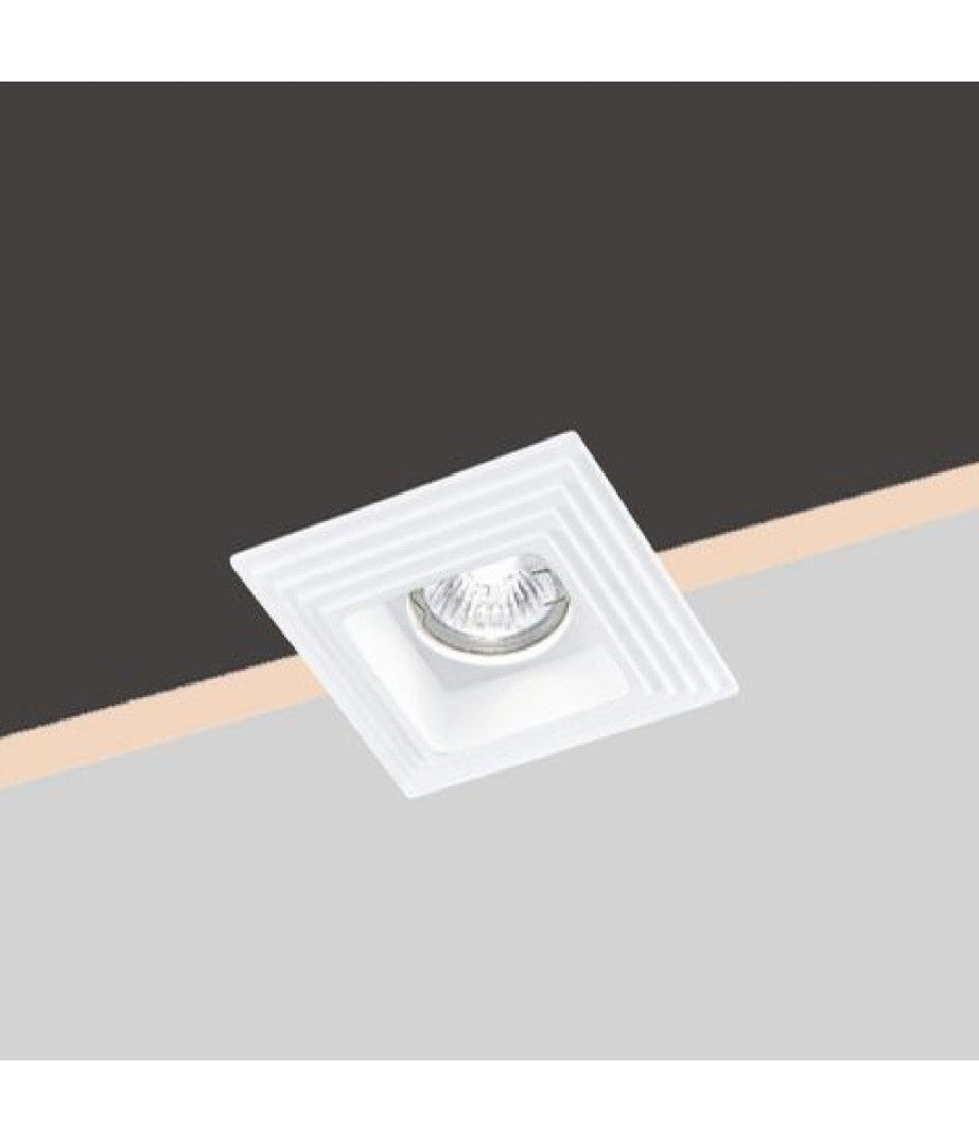 Portafaretto Incasso Gesso A Scomparsa Motivo Quadrato Portalampada Gu10 Gs-16         