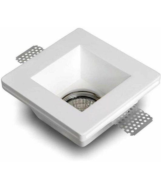 Portafaretto Incasso Gesso Con Vetrino Scomparsa Quadrato Supporto Faretti Gs-02         