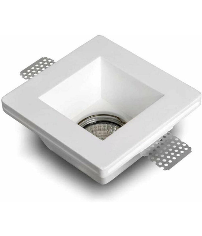 Portafaretto Incasso Gesso Con Vetrino Scomparsa Quadrato Supporto Faretti Gs-02         