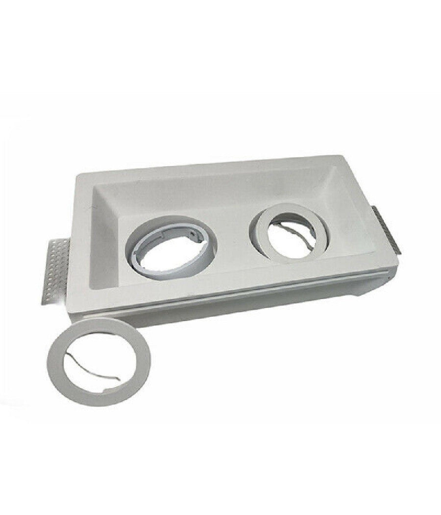 Portafaretto Incasso Gesso Doppio Orientabile A Scomparsa Portalampada Gu10 Gs21         