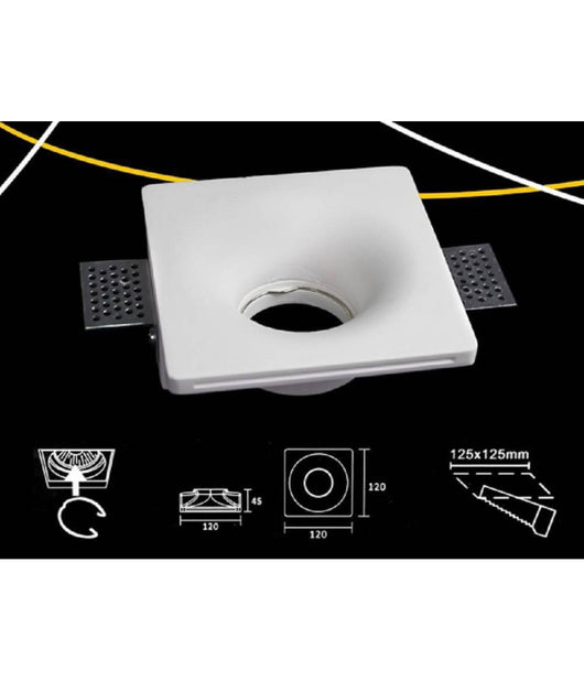 Portafaretto Incasso Gesso Scomparsa Quadrato Cono 125x125 Supporto Faretti Gs05         