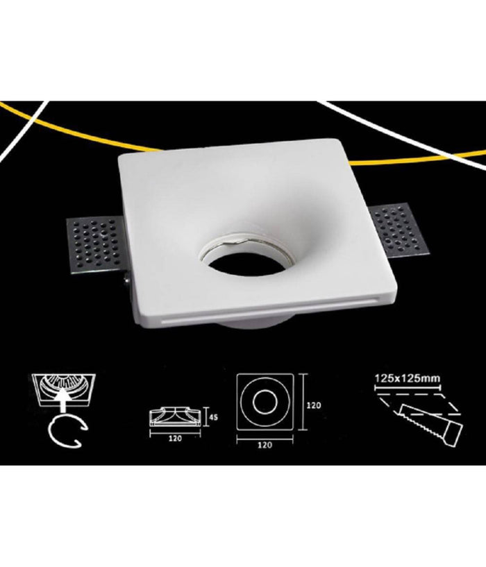 Portafaretto Incasso Gesso Scomparsa Quadrato Cono 125x125 Supporto Faretti Gs05         