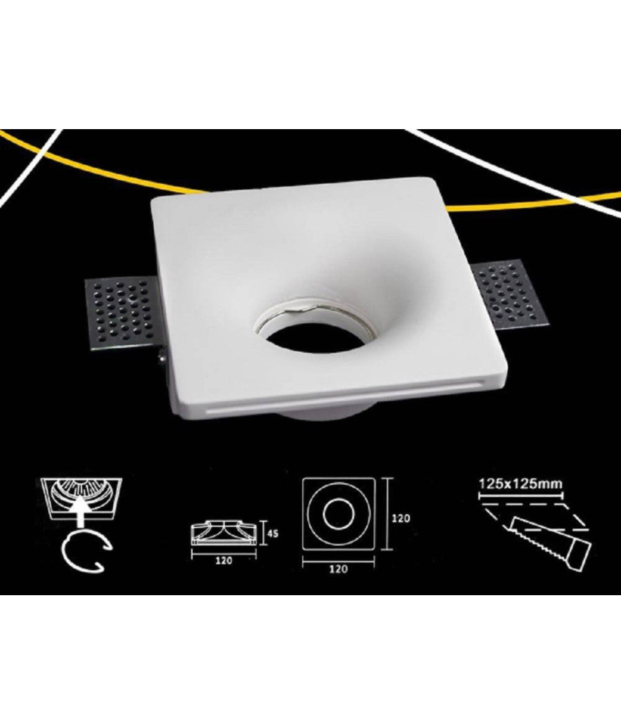 Portafaretto Incasso Gesso Scomparsa Quadrato Cono 125x125 Supporto Faretti Gs05         