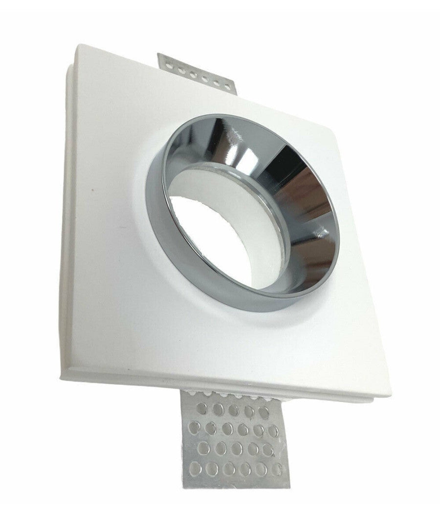 Portafaretto Incasso Gesso Verniciabile Quadrato 10x10 Cm Scomparsa Gu10 Gs-10         