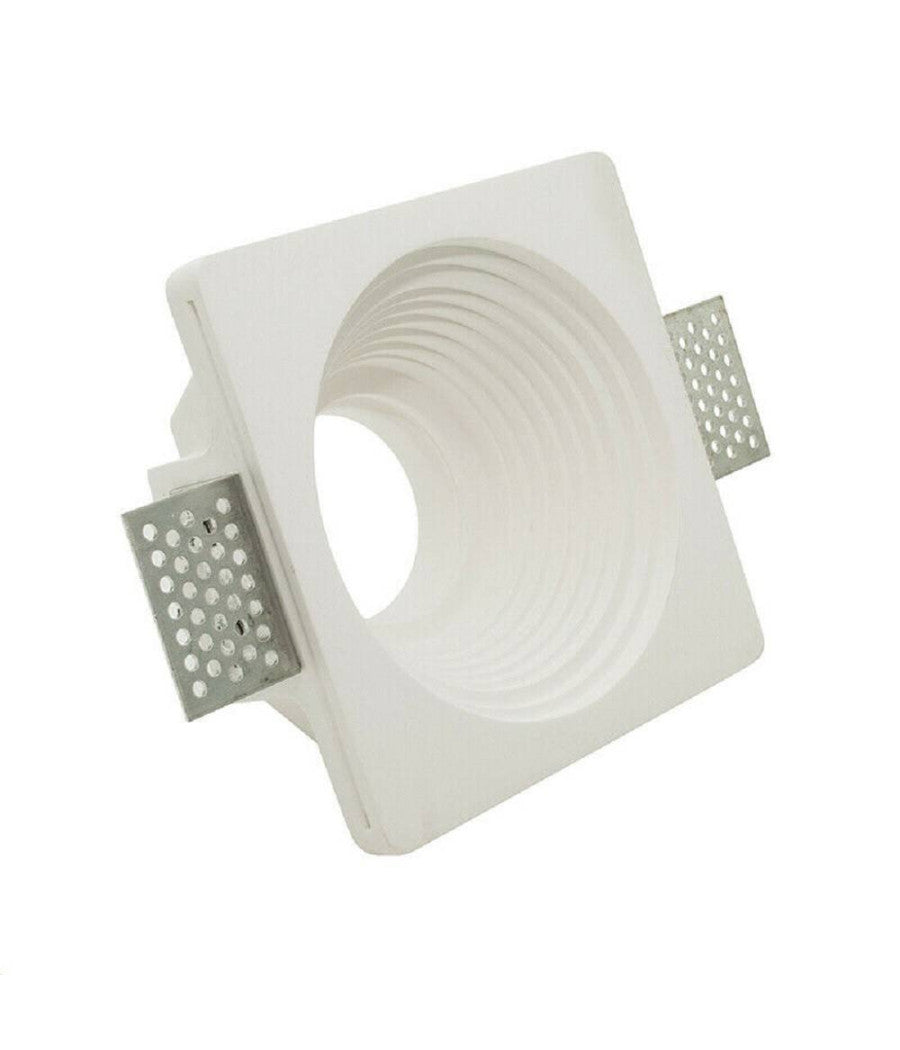 Portafaretto Incasso In Gesso A Scomparsa Per Faretto Gu10 Con Motivo Tondo Gs18         