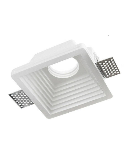 Portafaretto Incasso In Gesso A Scomparsa Per Faretto Gu10 Motivo Quadrato Gs-19         