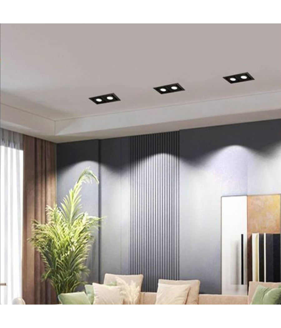 Portafaretto Incasso Orientabile Doppio Per Due Faretti Per Controsoffitta P24         