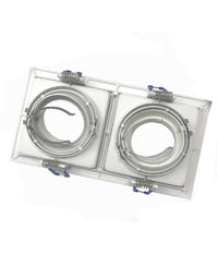 Portafaretto Incasso Orientabile Doppio Per Due Faretti Per Controsoffitta P24  Bianco       