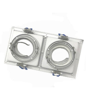 Portafaretto Incasso Orientabile Doppio Per Due Faretti Per Controsoffitta P24  Bianco       