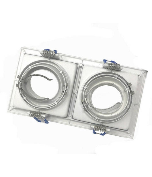 Portafaretto Incasso Orientabile Doppio Per Due Faretti Per Controsoffitta P24  Bianco       