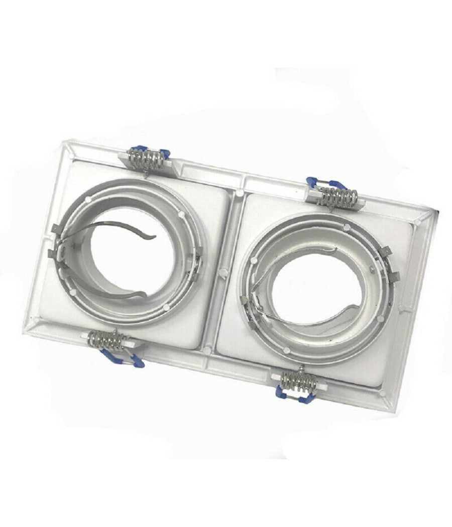 Portafaretto Incasso Orientabile Doppio Per Due Faretti Per Controsoffitta P24         