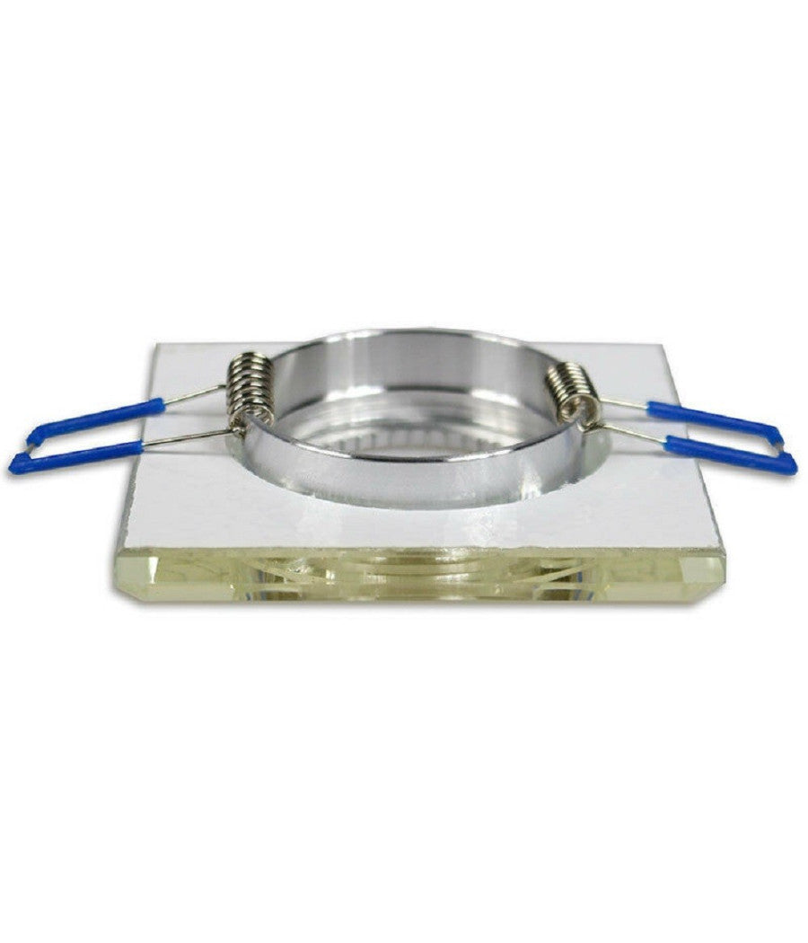 Portafaretto Incasso Per Faretto Quadrato P16 Vetro Glitterato Bianco Argento Oro         