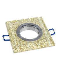 Portafaretto Incasso Per Faretto Quadrato P16 Vetro Glitterato Bianco Argento Oro         