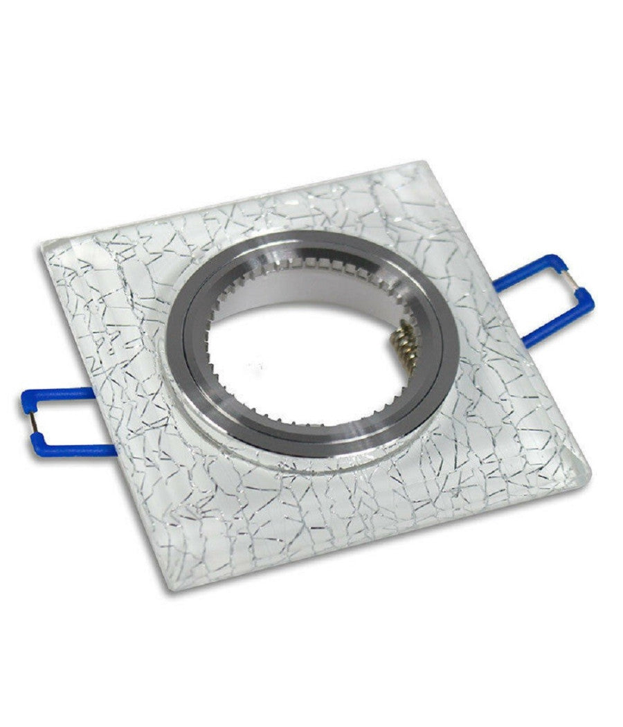 Portafaretto Incasso Per Faretto Quadrato P16 Vetro Glitterato Bianco Argento Oro  Argento       