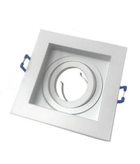 Portafaretto Incasso Quadrato Acciaio P23 Orientabile Supporto Faretto Porta Faretti  Bianco       