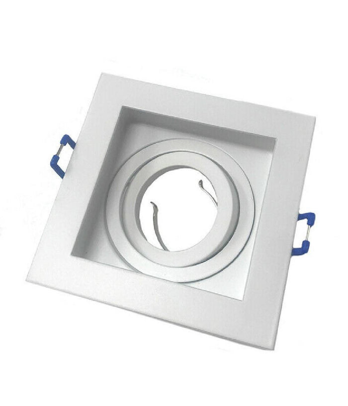 Portafaretto Incasso Quadrato Acciaio P23 Orientabile Supporto Faretto Porta Faretti  Bianco       