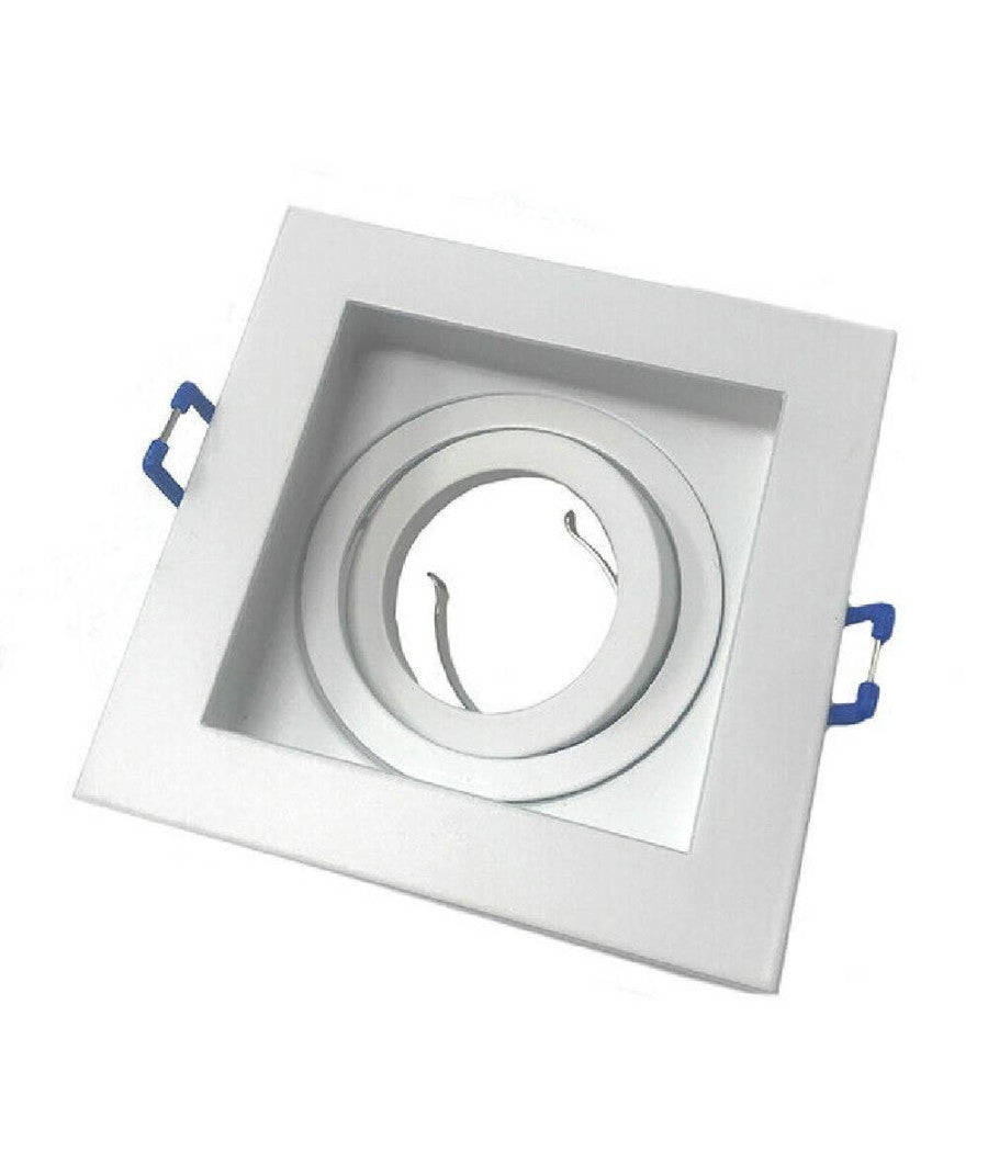 Portafaretto Incasso Quadrato Acciaio P23 Orientabile Supporto Faretto Porta Faretti  Bianco       