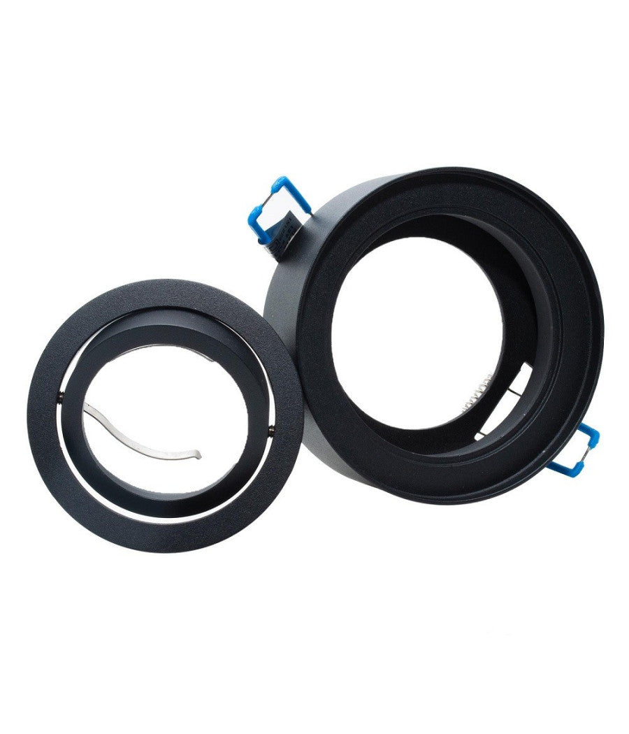 Portafaretto Orientabile Tondo Incasso Esterno 85mm Luce Lampade Led Gu10 Gu5.3  Nero       