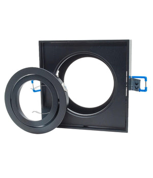 Portafaretto Quadrato Orientabile Incasso Esterno 85mm Luce Lampade Led Gu10 Gu5.3  Nero       