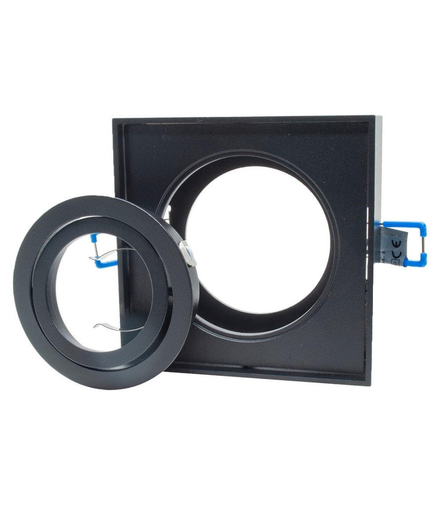 Portafaretto Quadrato Orientabile Incasso Esterno 85mm Luce Lampade Led Gu10 Gu5.3  Nero       