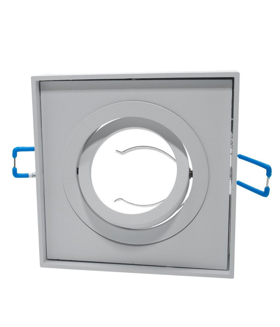 Portafaretto Quadrato Orientabile Incasso Esterno 85mm Luce Lampade Led Gu10 Gu5.3  Bianco       