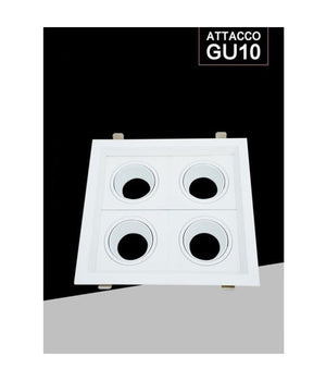 Portafaretto Quadruplo Orientabile Incasso Bianco Per Lampadine Gu10/gu5.3 P33-b4         