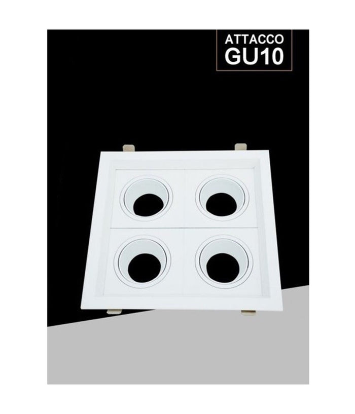 Portafaretto Quadruplo Orientabile Incasso Bianco Per Lampadine Gu10/gu5.3 P33-b4         