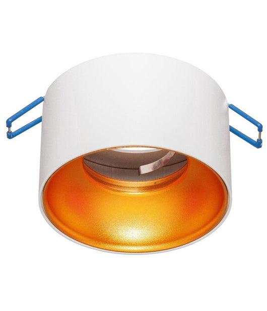 Portafaretto Tondo Bianco Oro Incasso 70 Mm Cartongesso Lampade Led Gu10 Gu5.3         