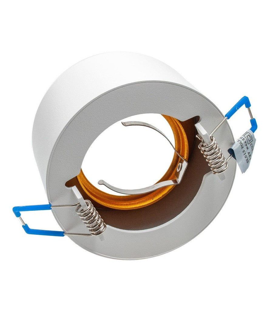 Portafaretto Tondo Bianco Oro Incasso 70 Mm Cartongesso Lampade Led Gu10 Gu5.3         