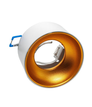 Portafaretto Tondo Bianco Oro Incasso 70 Mm Cartongesso Lampade Led Gu10 Gu5.3         
