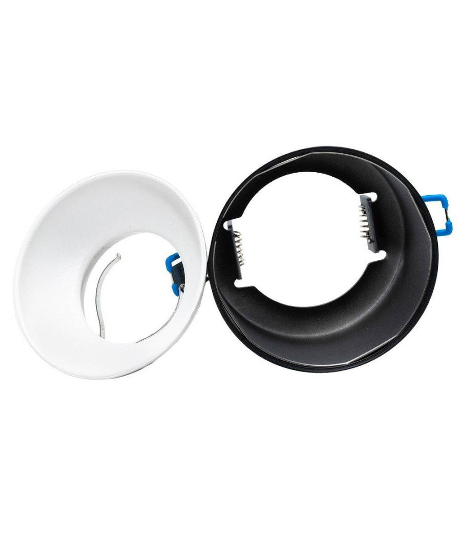 Portafaretto Tondo Nero Bianco Incasso 70mm Luce Soffitto Lampade Led Gu10 Gu5.3         