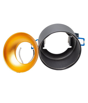 Portafaretto Tondo Nero Oro Incasso 70 Mm Luce Soffitto Lampade Led Gu10 Gu5.3         