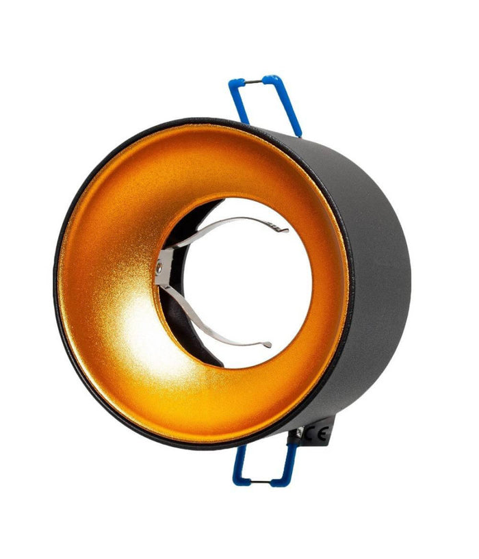 Portafaretto Tondo Nero Oro Incasso 70 Mm Luce Soffitto Lampade Led Gu10 Gu5.3         