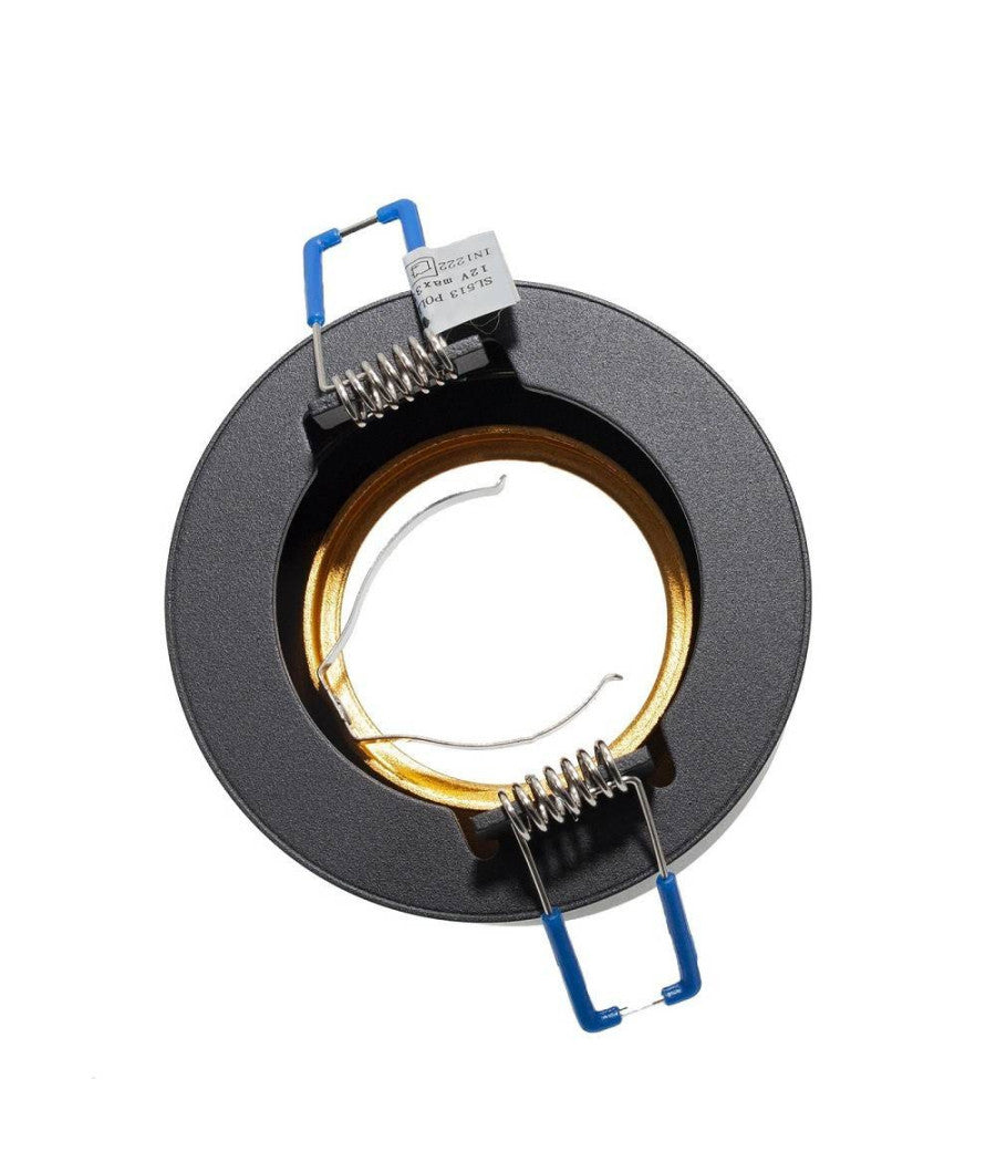 Portafaretto Tondo Nero Oro Incasso 70 Mm Luce Soffitto Lampade Led Gu10 Gu5.3         