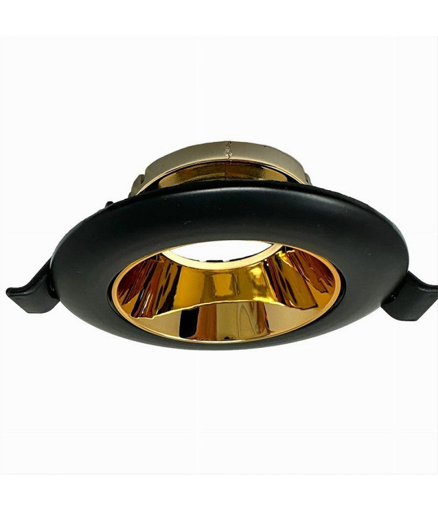 Portafaretto Tondo Orientabile Incasso Supporto Faretto Nero E Oro P27-gu10-no         