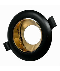 Portafaretto Tondo Orientabile Incasso Supporto Faretto Nero E Oro P27-gu10-no         