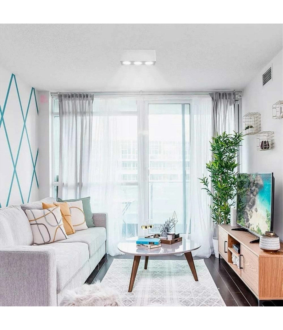 Portafaretto Triplo Orientabile Da Soffitto Bianco Per Faretto Gu10 Gu5.3 P34-b3         