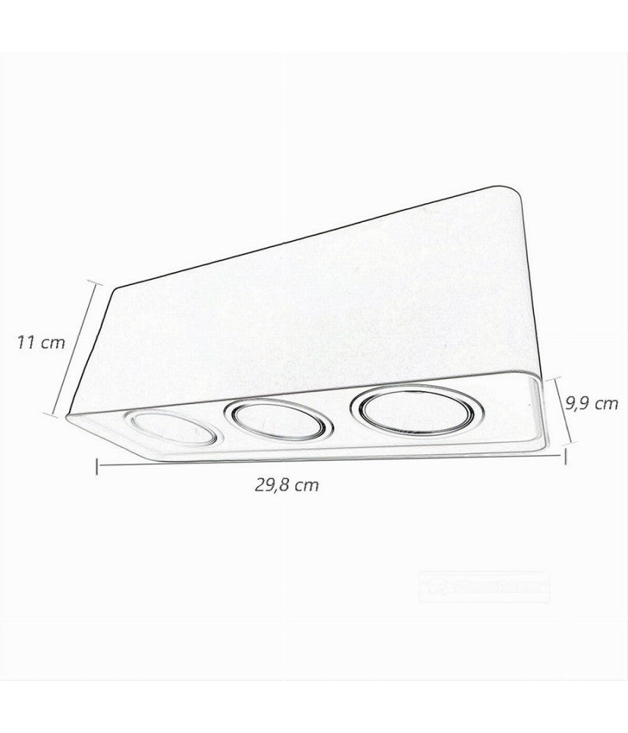 Portafaretto Triplo Orientabile Da Soffitto Bianco Per Faretto Gu10 Gu5.3 P34-b3         