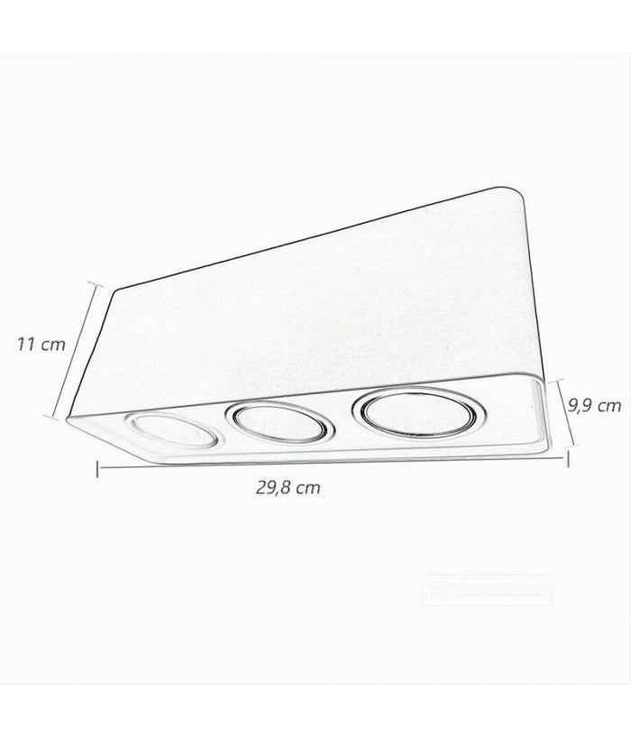 Portafaretto Triplo Orientabile Da Soffitto Bianco Per Faretto Gu10 Gu5.3 P34-b3         