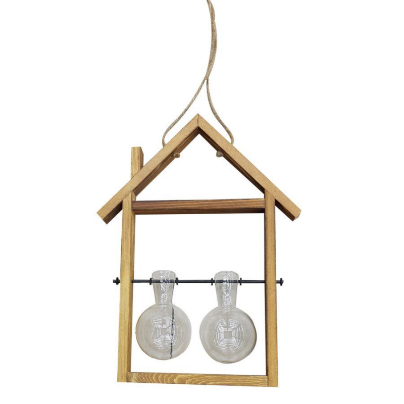 Portafiori in legno con vetro 2 posti cm 25x6,5h30