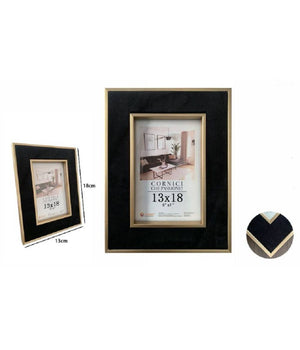 Portafoto Cornice Per Foto Poster Quadri Tele 13 X 18cm Nera Con Bordi Oro 70301         