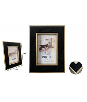 Portafoto Cornice Per Foto Poster Quadri Tele 20x25 Cm Nera Con Bordi Oro 70303         