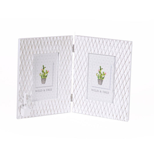 Portafoto da tavolo cactus legno biancomultiplo 2p cm 38x24x1