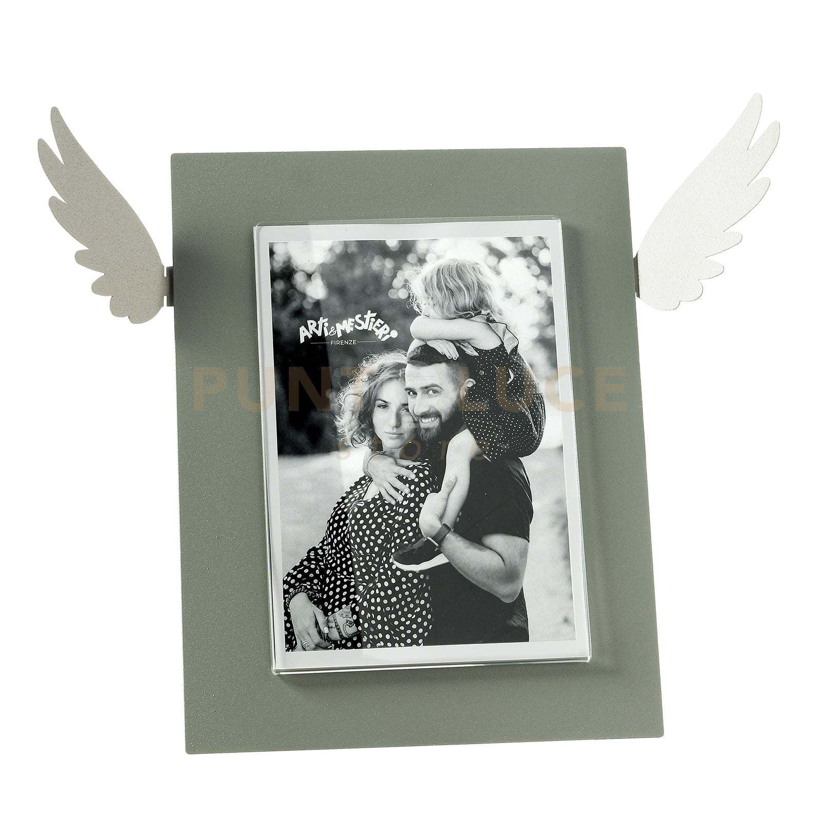 portafoto di design icaro grande Giada ,bianco marmo in Ferro e polimetilmetacrilato 33,3x25hcm(13x18formatofoto)