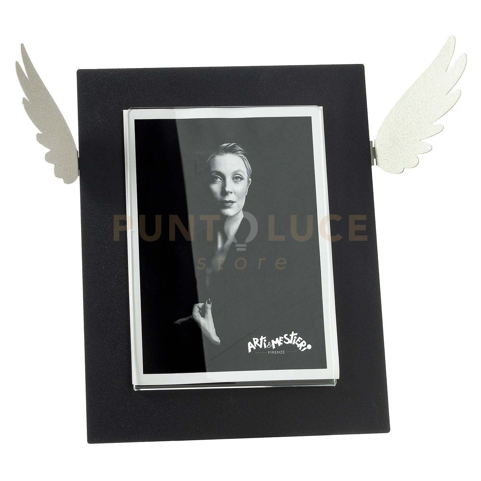 portafoto di design icaro grande Nero ,avorio in Ferro e polimetilmetacrilato 33,3x25hcm(13x18formatofoto)