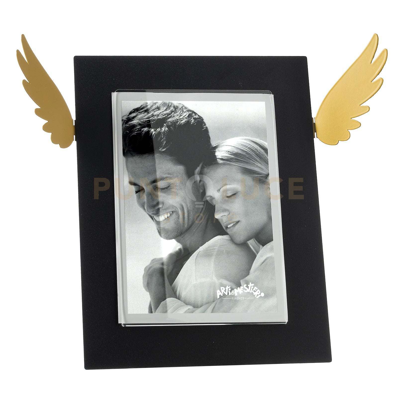 portafoto di design icaro grande Nero ,ocra in Ferro e polimetilmetacrilato 33,3x25hcm(13x18formatofoto)