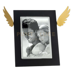 portafoto di design icaro grande Nero ,ocra in Ferro e polimetilmetacrilato 33,3x25hcm(13x18formatofoto)